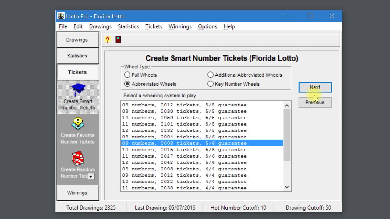 Freeware lotto wheeling software update